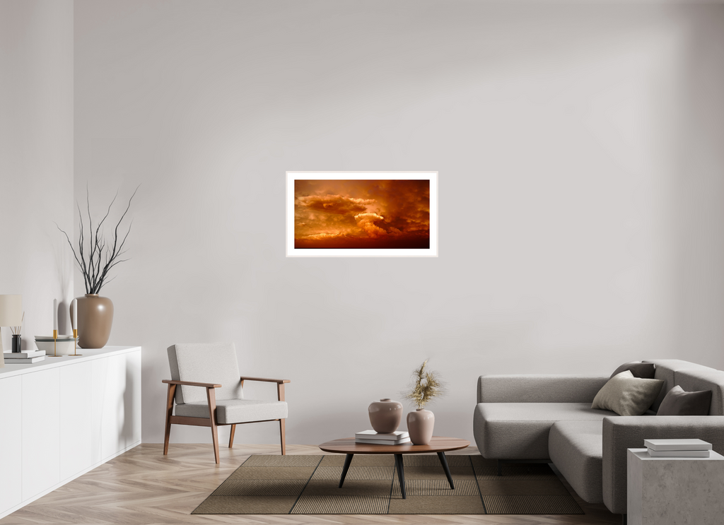 38.9 x 20″, Changeable Magnetic Frame Crimson Horizon fine art storm photograph