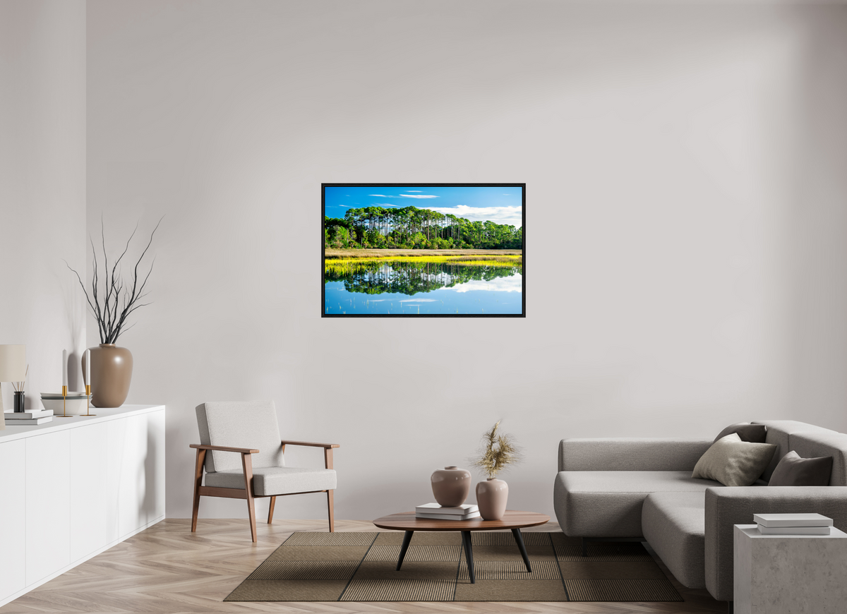 48 x 31″, Floater Frame Serene Marsh Landscape Fine Art Photography Print