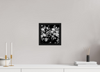 8 x 8″, Floater Frame Midnight Blossoms black and white floral fine art print