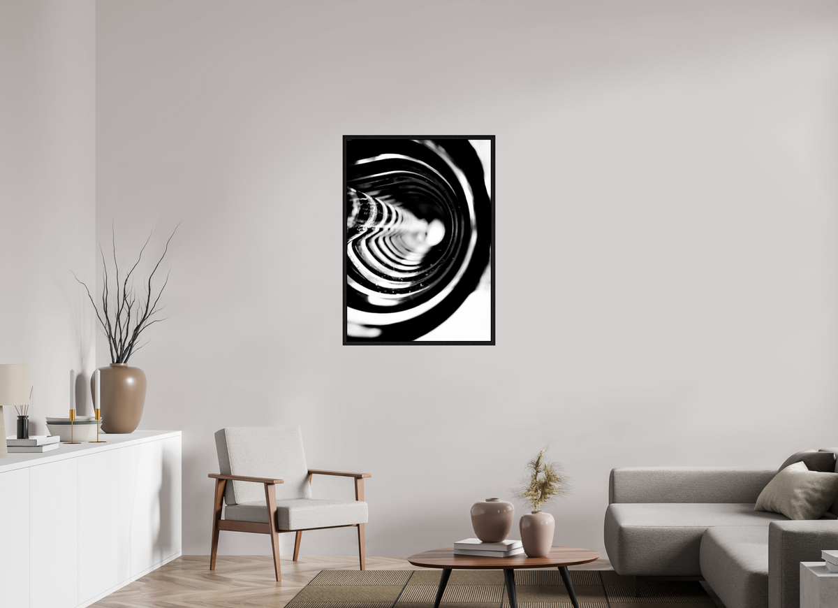 28 x 39.2″, Floater Frame Monochrome Vortex monochrome Vortex fine art print