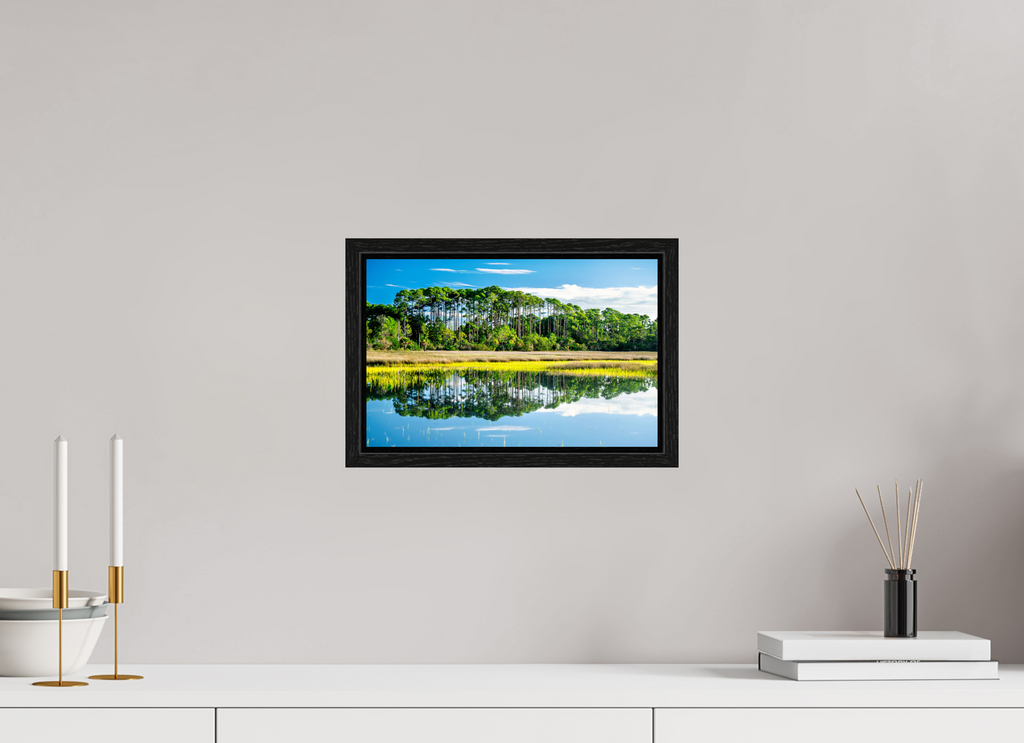 12.4 x 8″, Floater Frame Serene Marsh Landscape Fine Art Photography Print