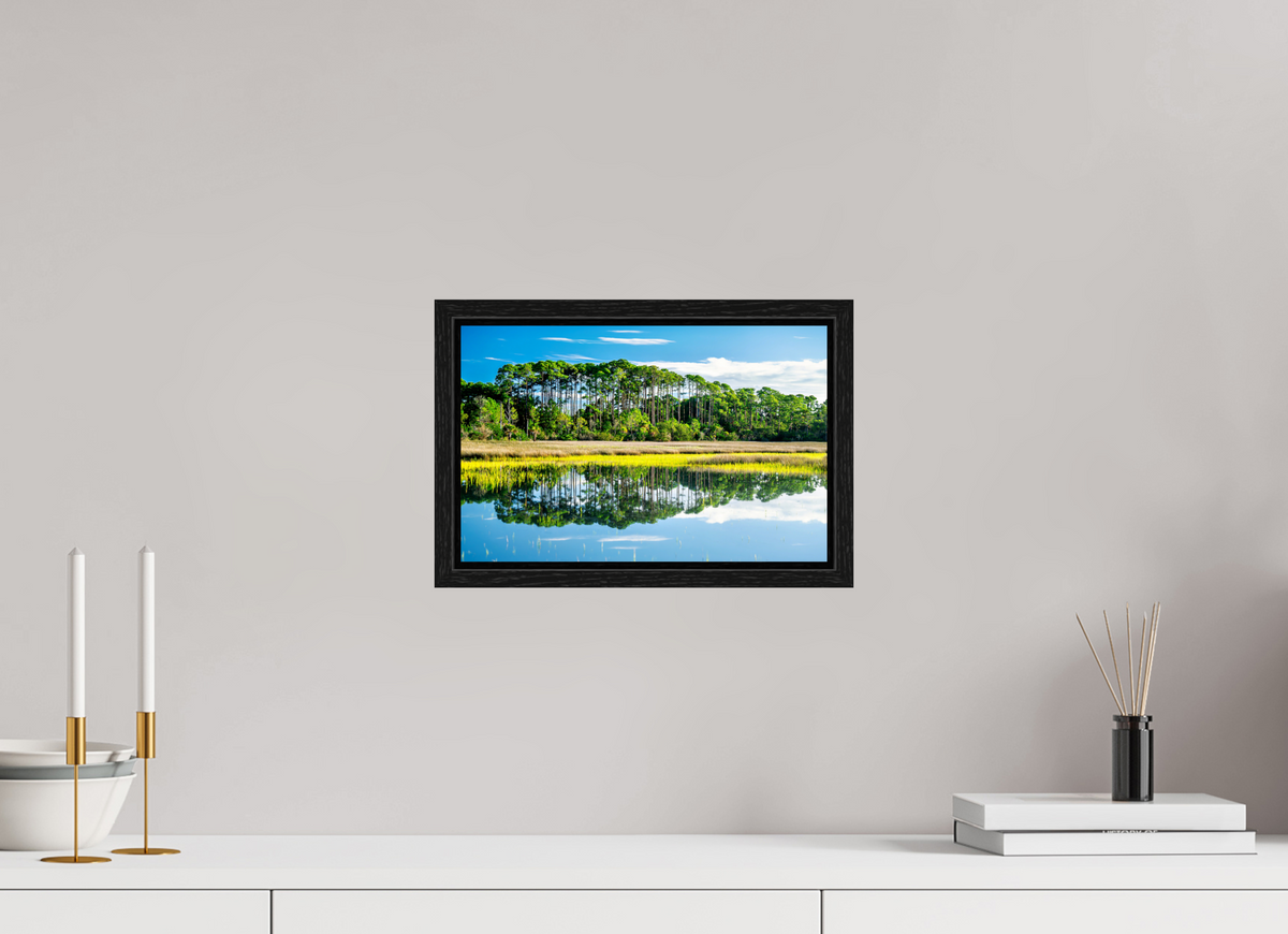 12.4 x 8″, Floater Frame Serene Marsh Landscape Fine Art Photography Print