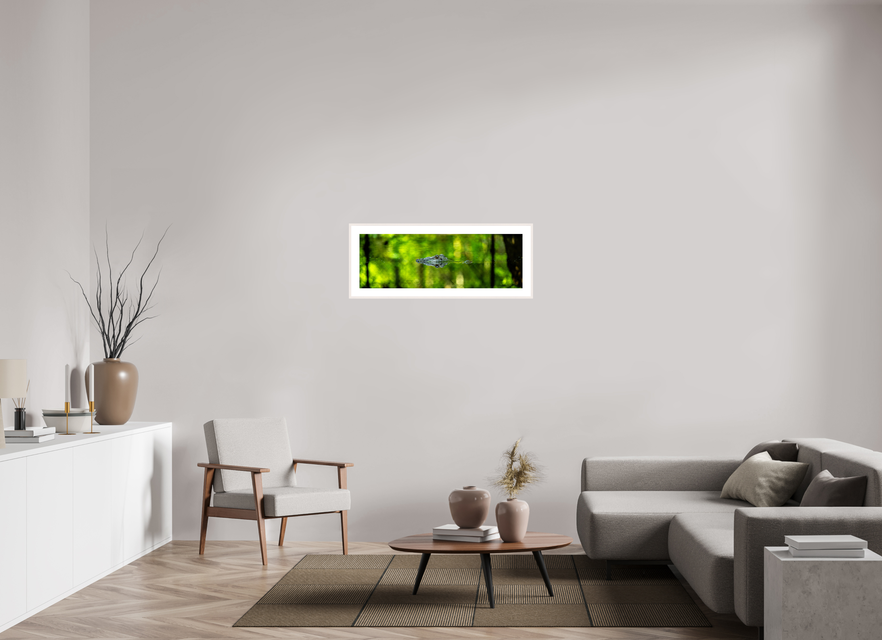 38.5 x 13″, Changeable Magnetic Frame Lurking Reflections