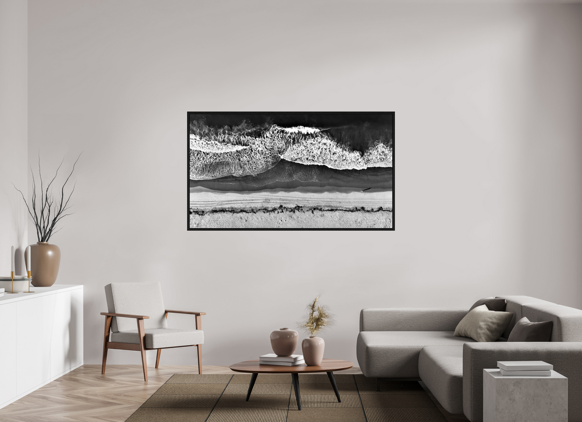 70 x 39.4″, Floater Frame Monochrome Swell