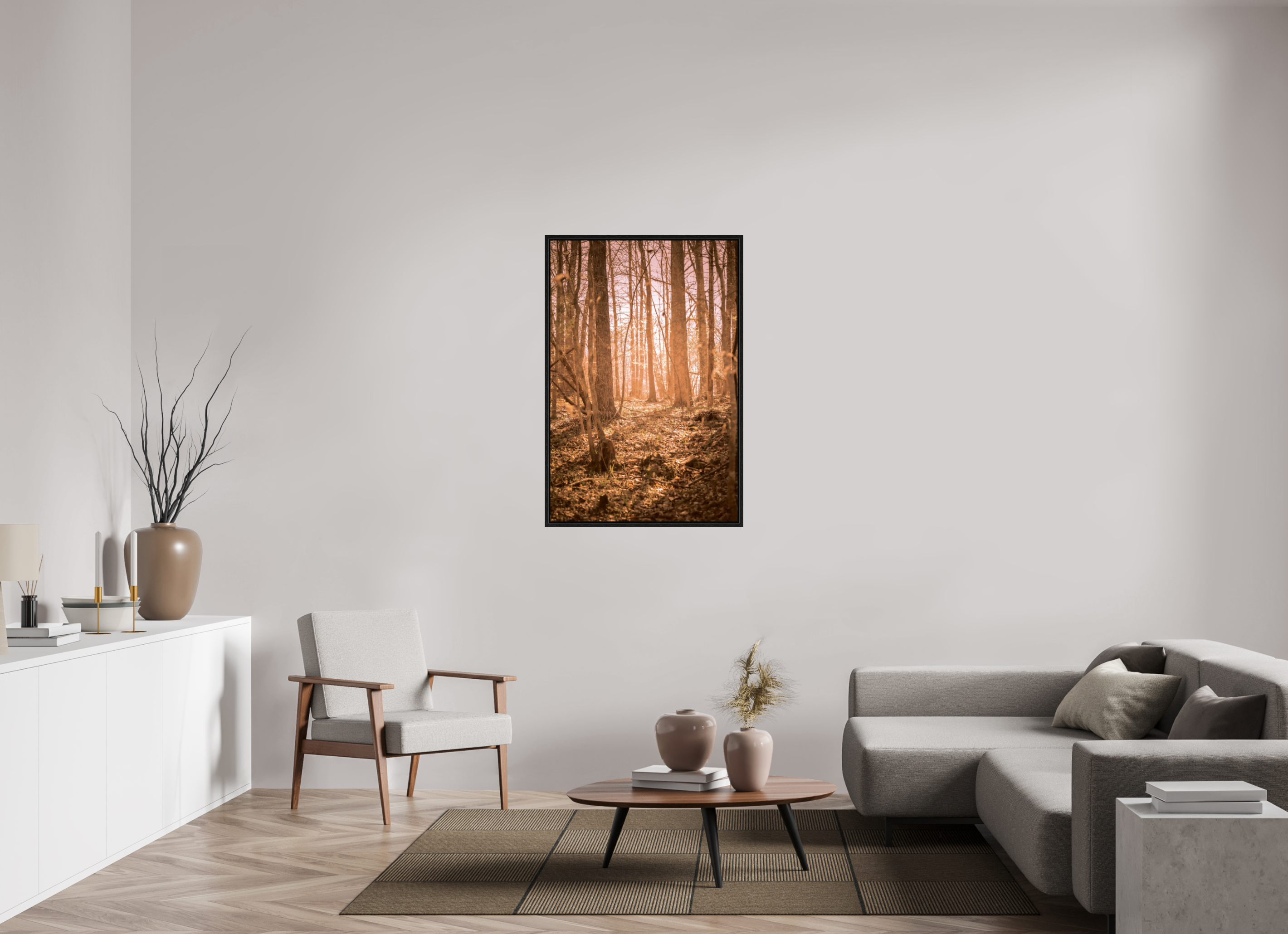 30 x 45″, Floater Frame Golden Solitude