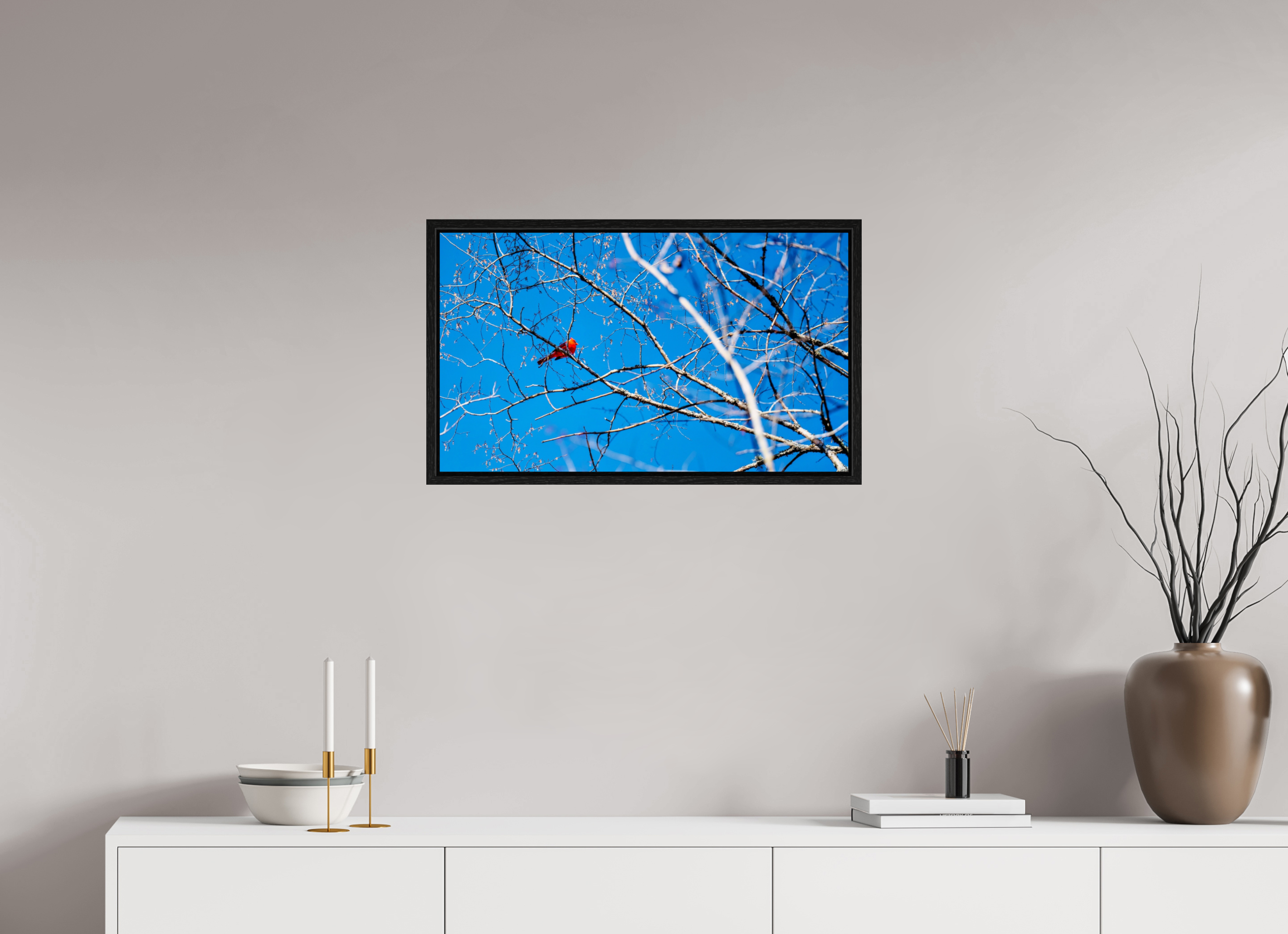 27.3 x 16″, Floater Frame Brilliant Red