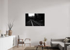 parallel paths monochrome railroad wall art photography