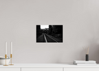 parallel paths monochrome railroad wall art photography