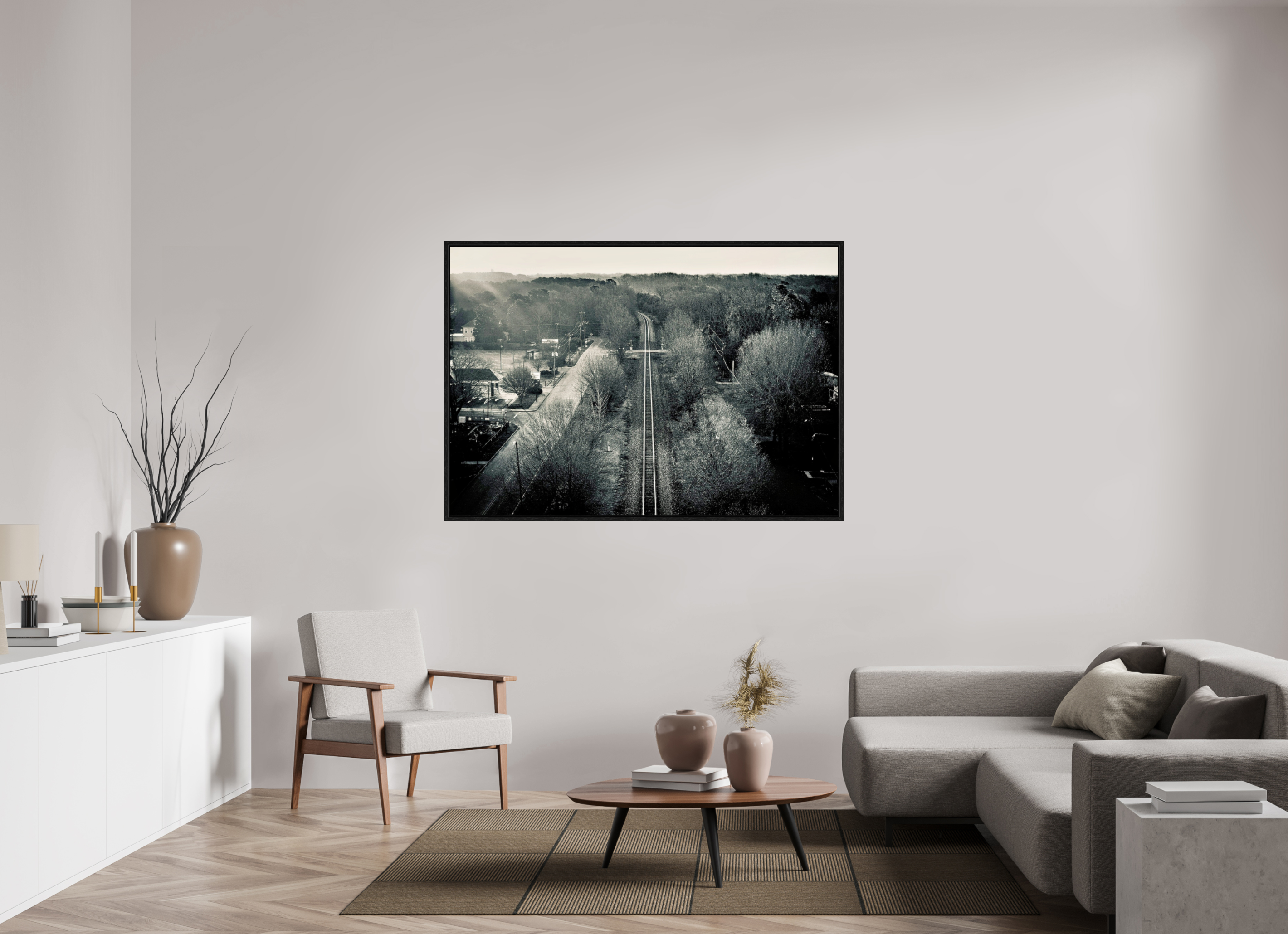 62.1 x 43″, Floater Frame Filtered Rays