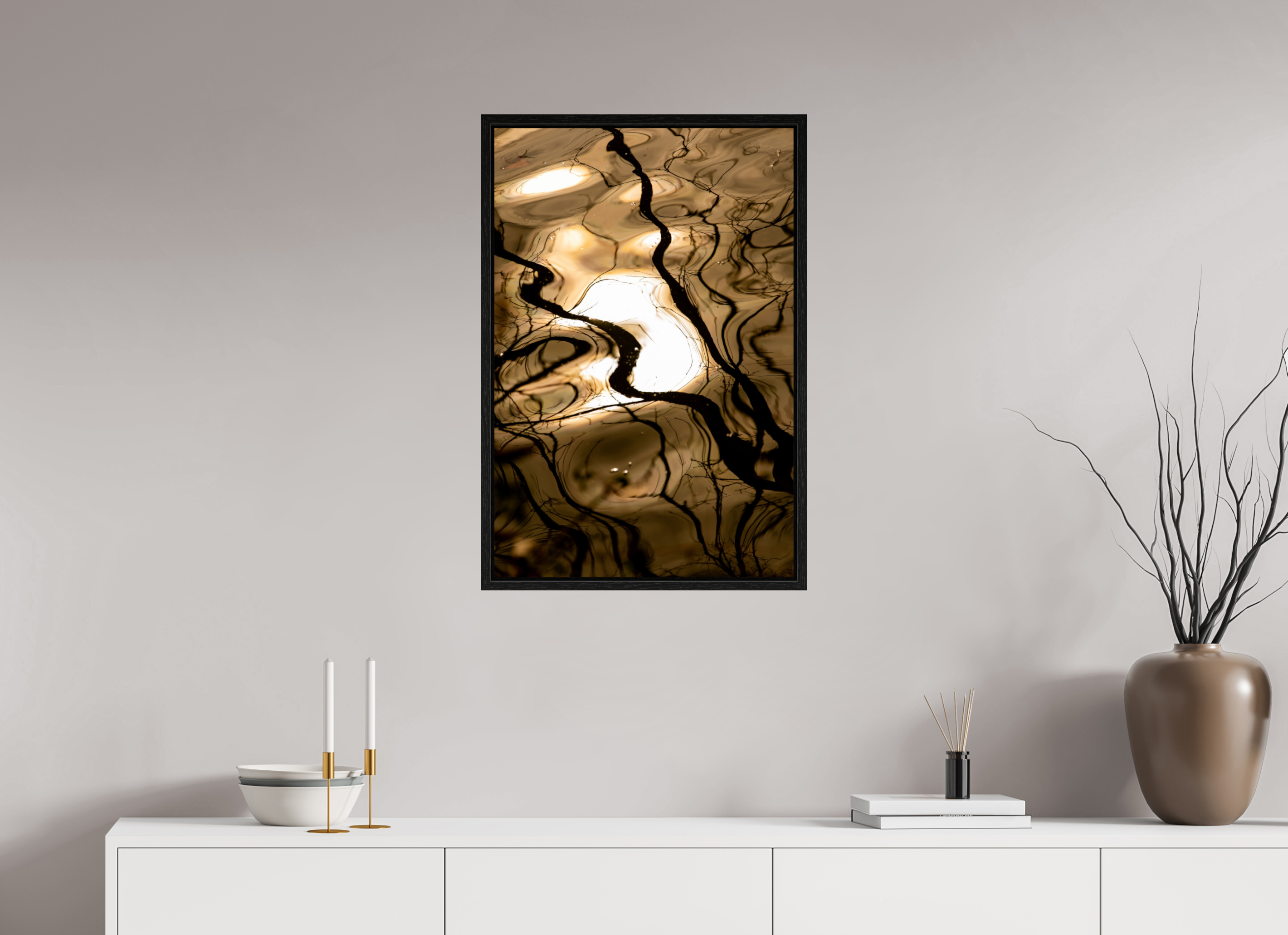 20 x 30″, Floater Frame Liquid Gold