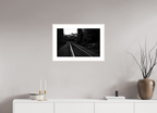 parallel paths monochrome railroad wall art photography