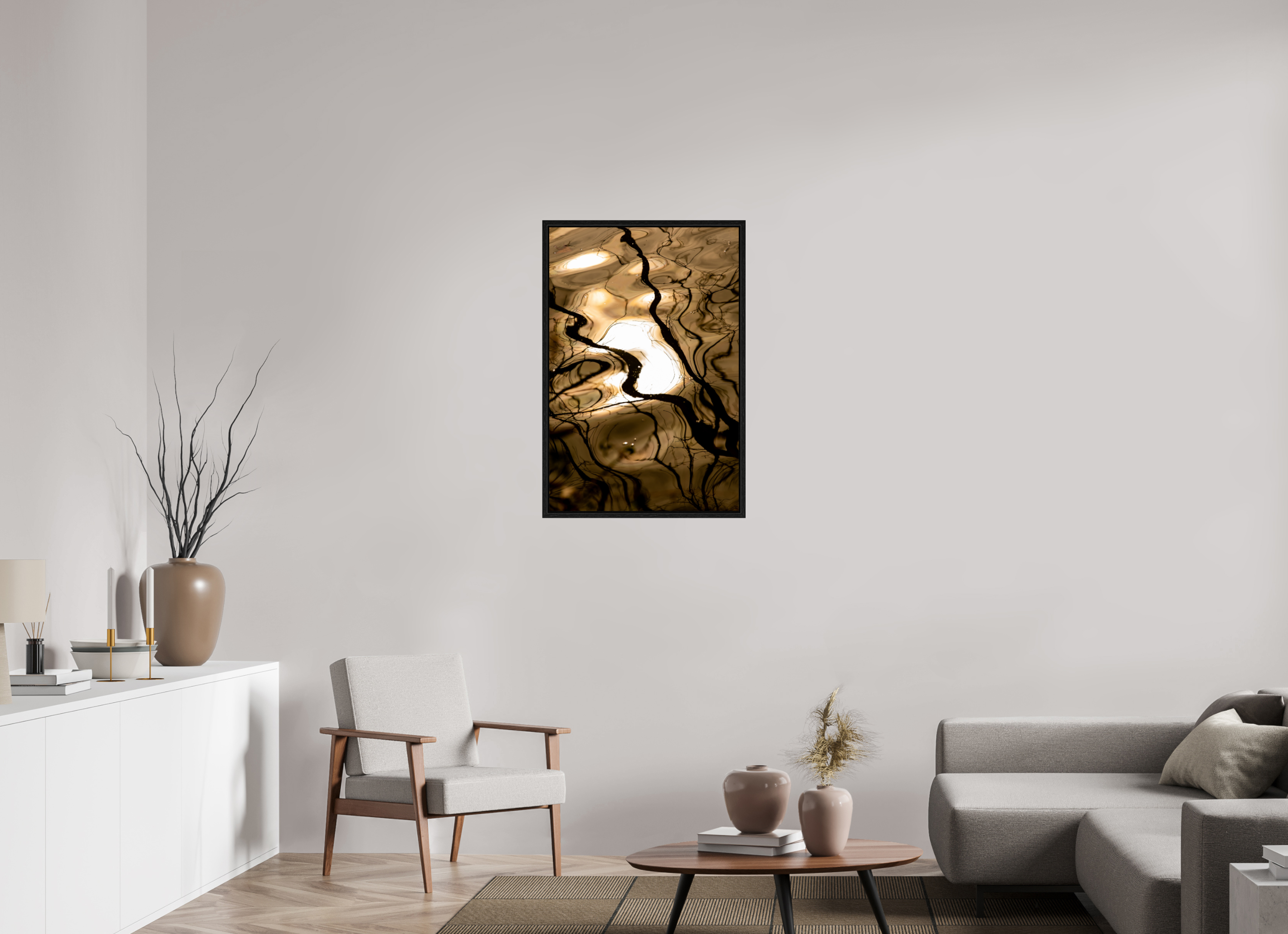 24 x 36″, Floater Frame Liquid Gold