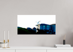 23.1 x 12″, Photo Print Under Acrylic Glass White Egret Flying Over Coastal Beach House