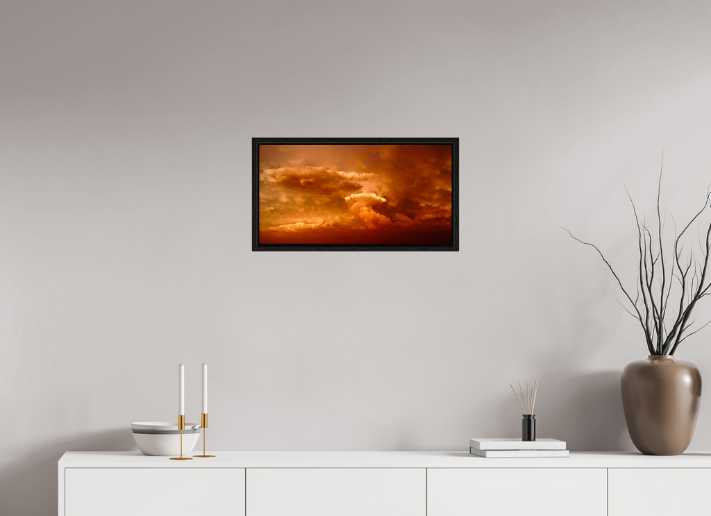 23.3 x 12″, Floater Frame Crimson Horizon fine art storm photograph