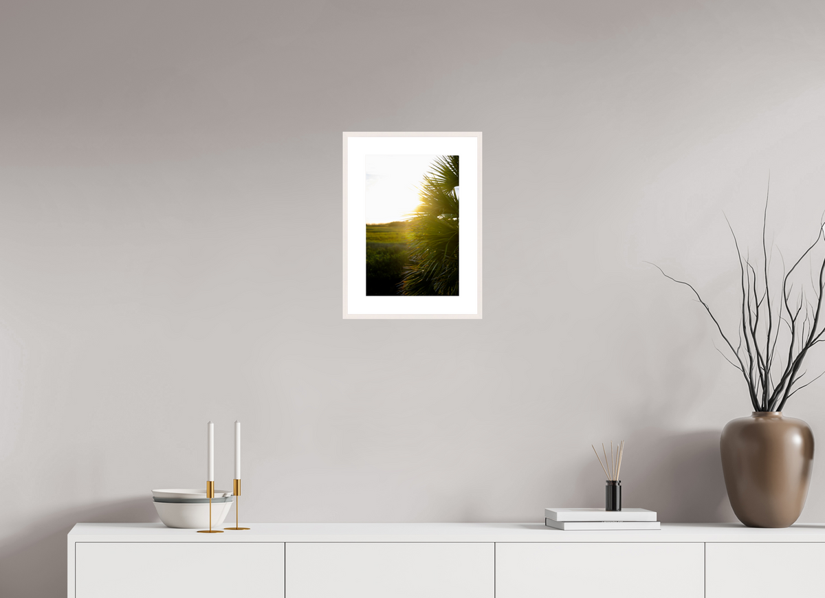10 x 15″, Changeable Magnetic Frame Golden Hour Sunset Through Palm Fronds in Coastal Marshland