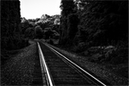 parallel paths monochrome railroad wall art photography