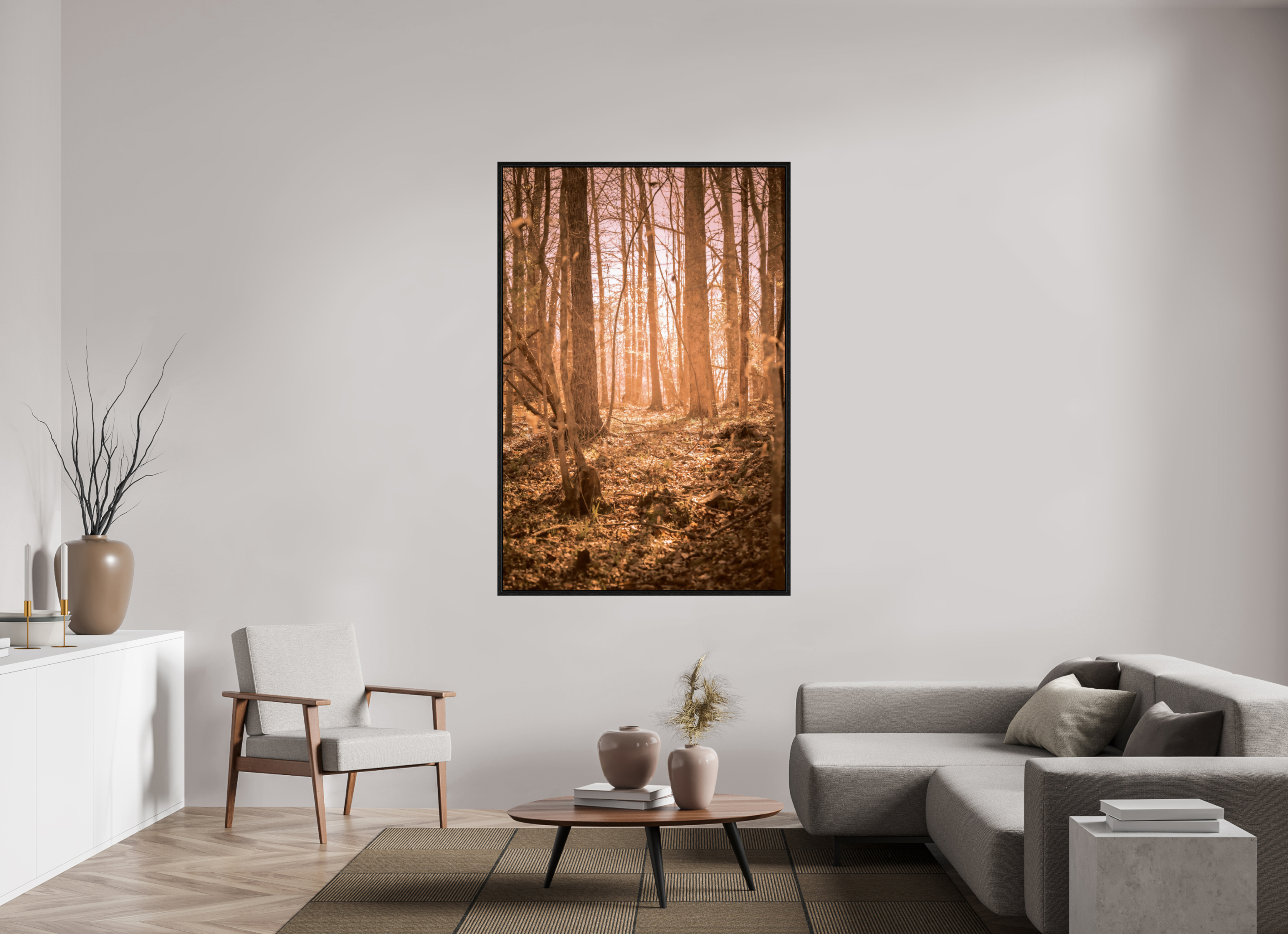 44 x 66″, Floater Frame Golden Solitude