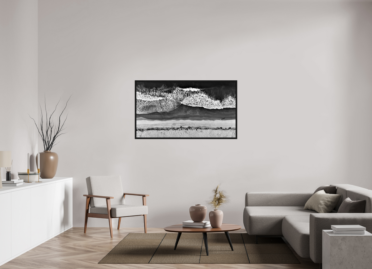 55 x 30.9″, Floater Frame Monochrome Swell