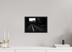 parallel paths monochrome railroad wall art photography