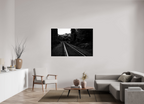 parallel paths monochrome railroad wall art photography