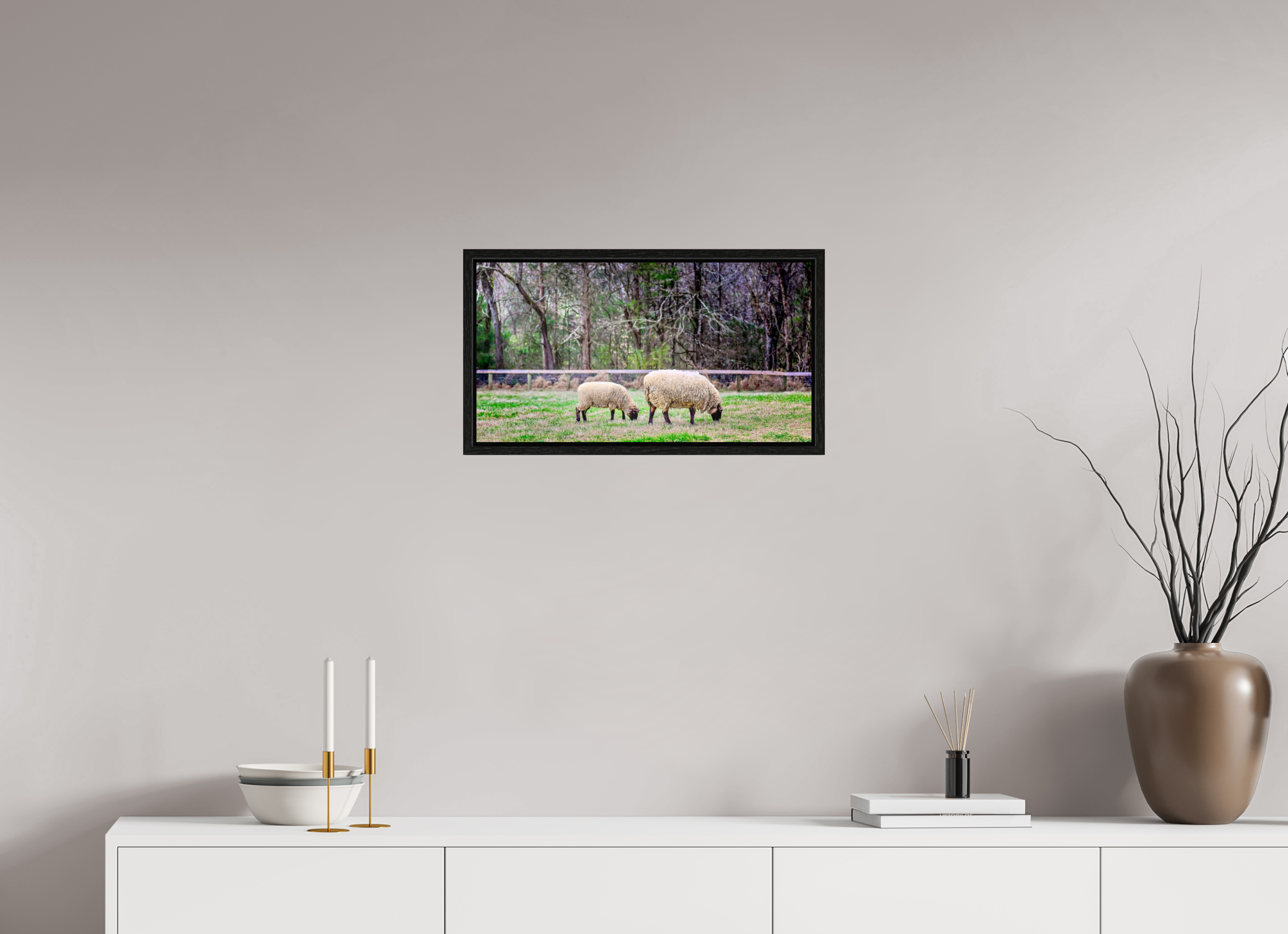 22.4 x 12″, Floater Frame Tranquil Pastures
