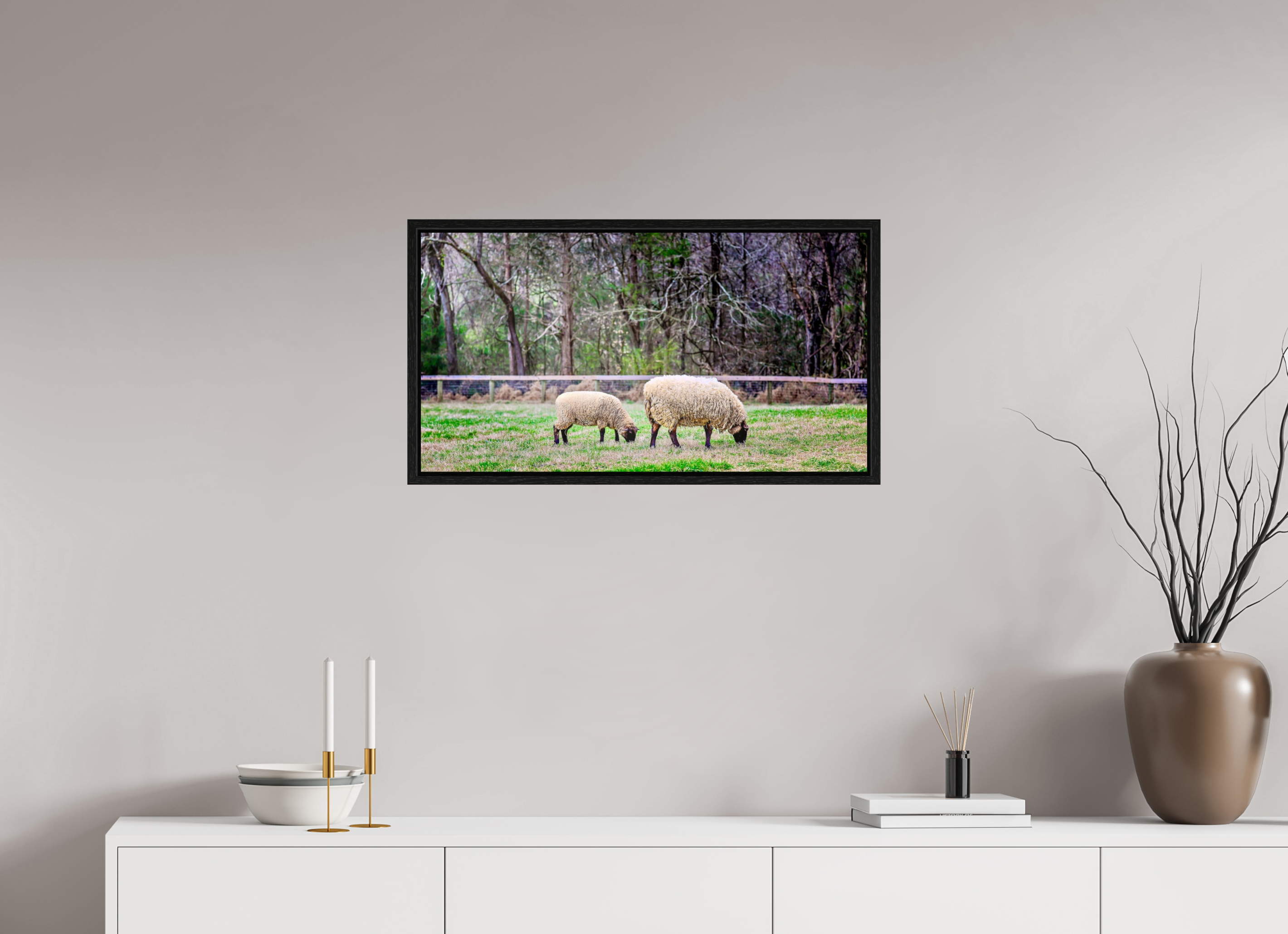 29.8 x 16″, Floater Frame Tranquil Pastures