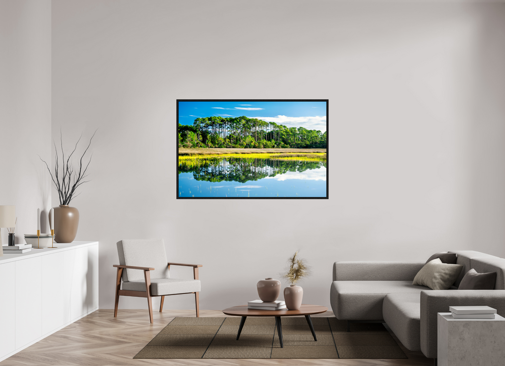 60.4 x 39″, Floater Frame Serene Marsh Landscape Fine Art Photography Print