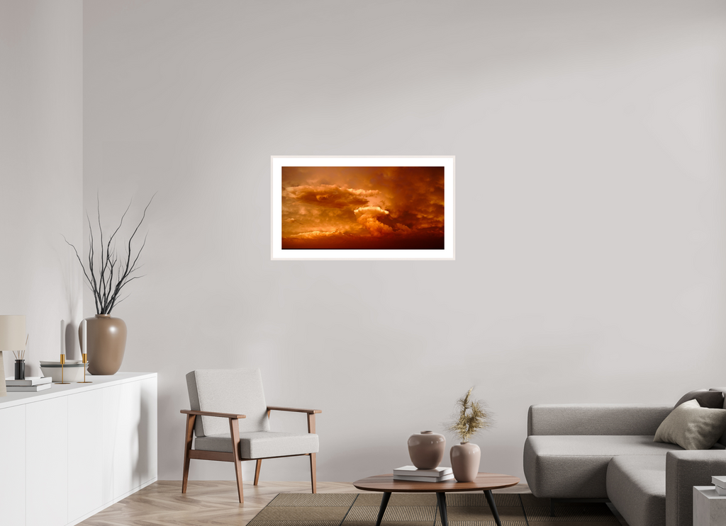 36.9 x 19″, Changeable Magnetic Frame Crimson Horizon fine art storm photograph
