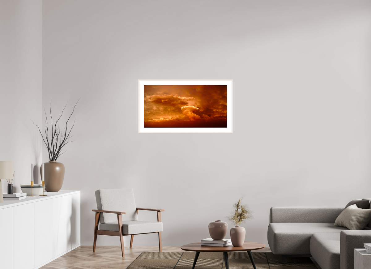 36.9 x 19″, Changeable Magnetic Frame Crimson Horizon fine art storm photograph