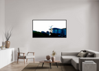 67.3 x 35″, Floater Frame White Egret Flying Over Coastal Beach House