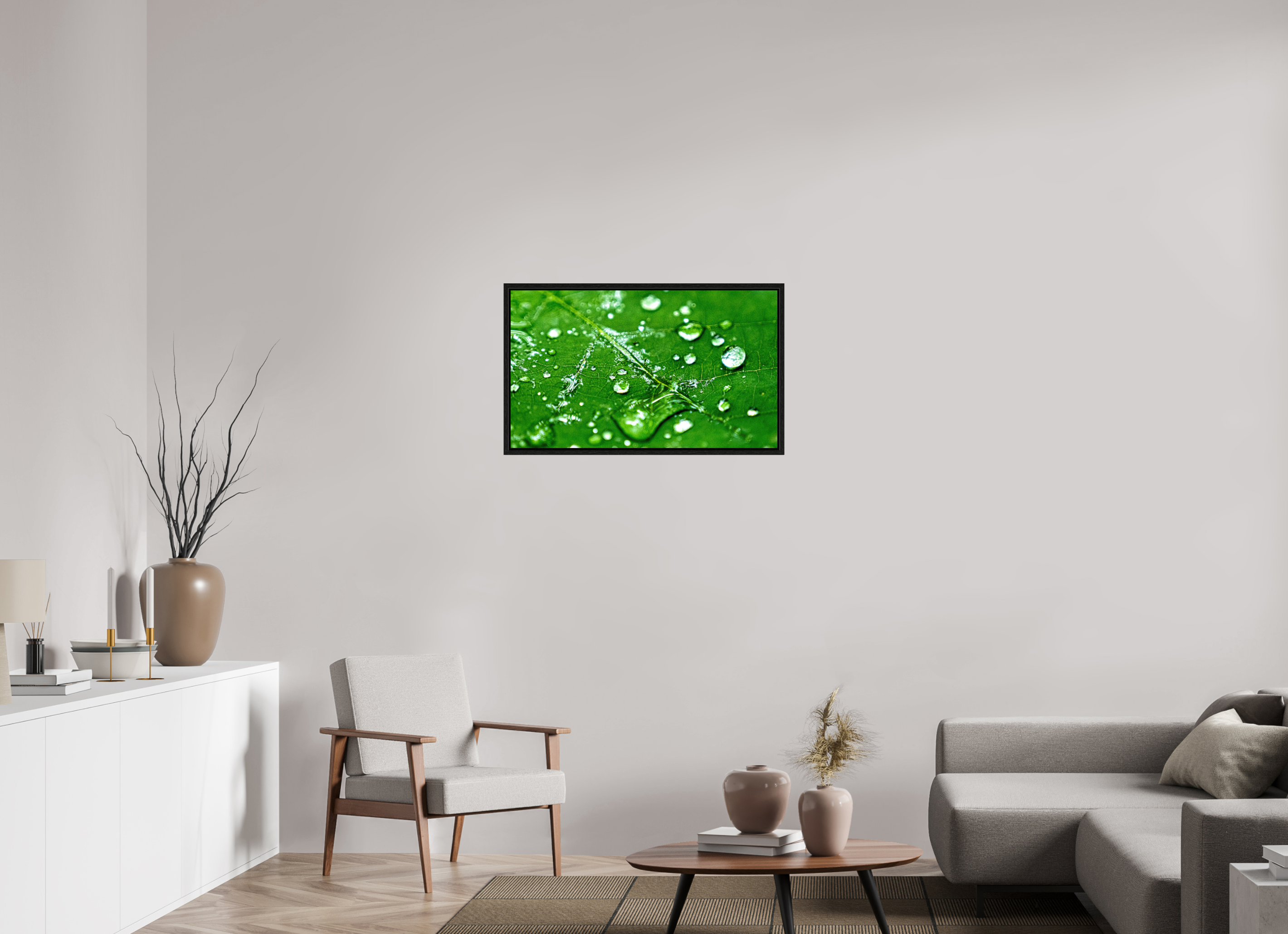 33.8 x 20″, Floater Frame Emerald Morning Dew