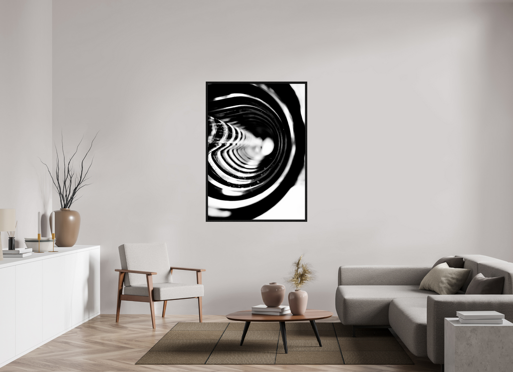 39 x 54.6″, Floater Frame Monochrome Vortex monochrome Vortex fine art print