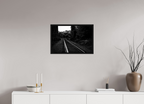 parallel paths monochrome railroad wall art photography