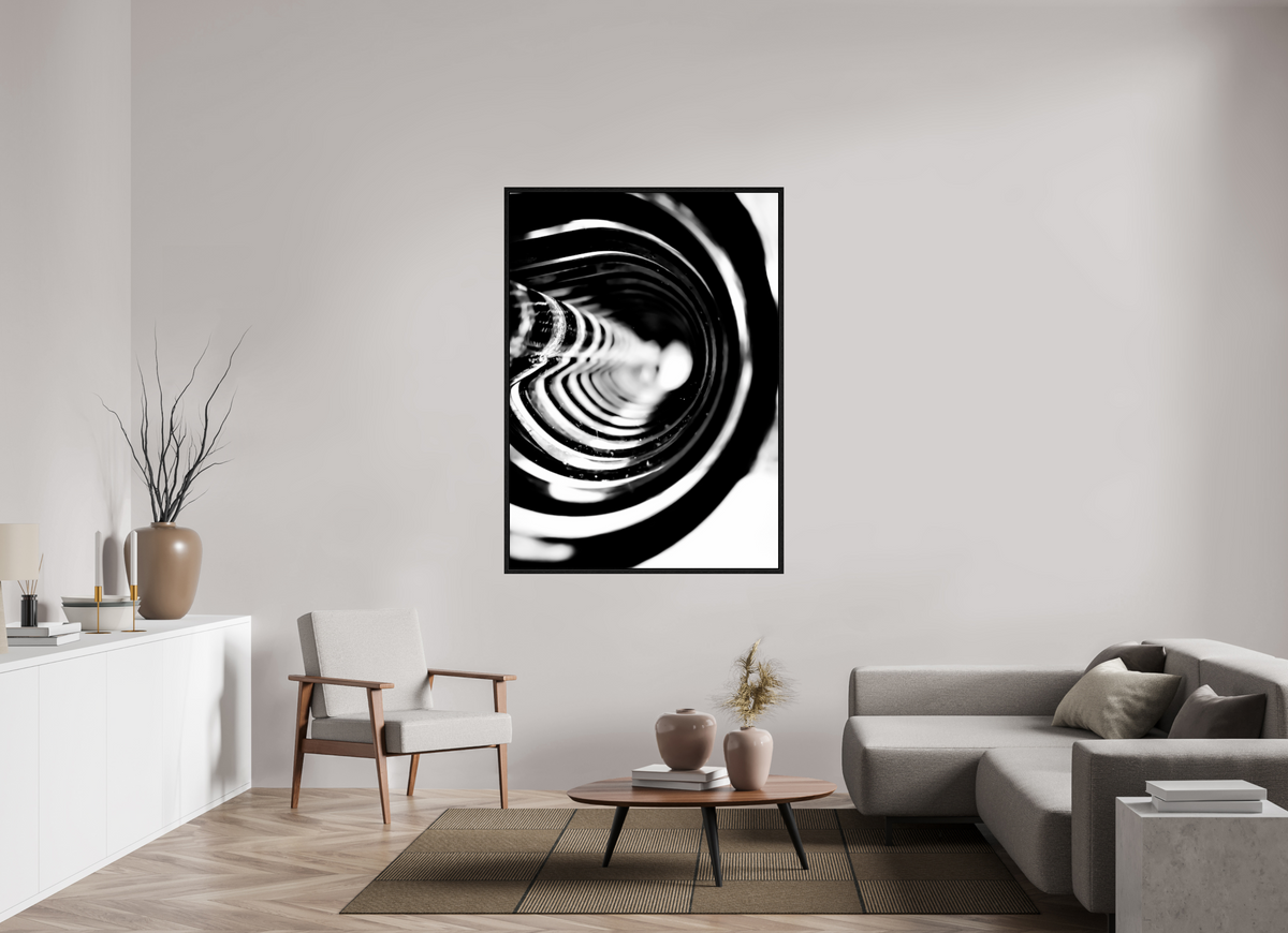 43 x 60.2″, Floater Frame Monochrome Vortex monochrome Vortex fine art print