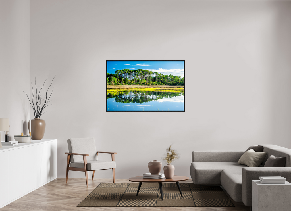 54.2 x 35″, Floater Frame Serene Marsh Landscape Fine Art Photography Print