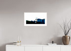 23.1 x 12″, Changeable Magnetic Frame White Egret Flying Over Coastal Beach House