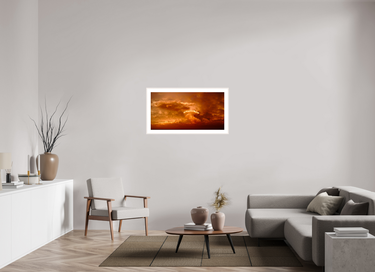 40.8 x 21″, Changeable Magnetic Frame Crimson Horizon fine art storm photograph