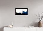 23.1 x 12″, Floater Frame White Egret Flying Over Coastal Beach House