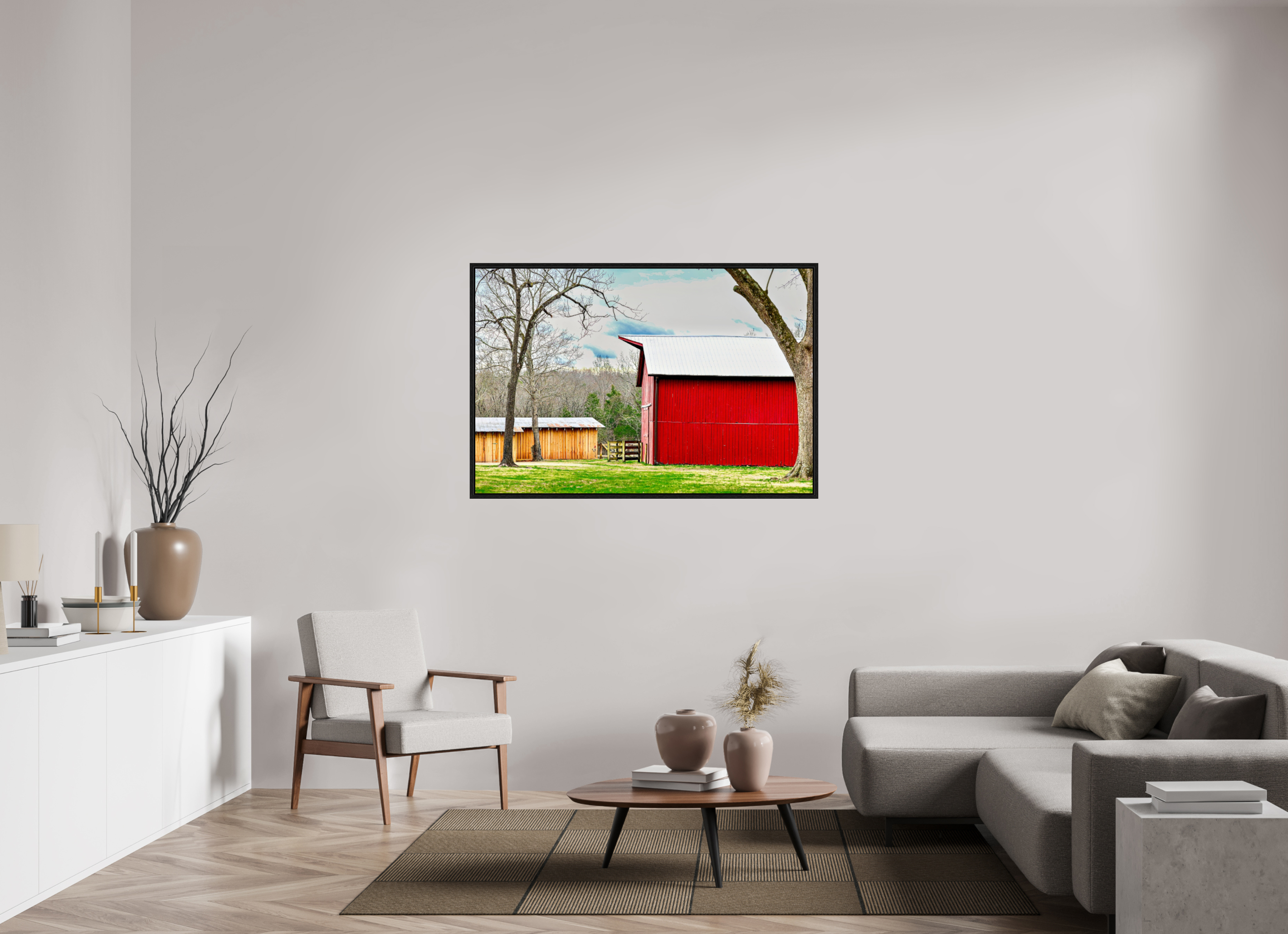 54 x 36″, Floater Frame A Countryside Print