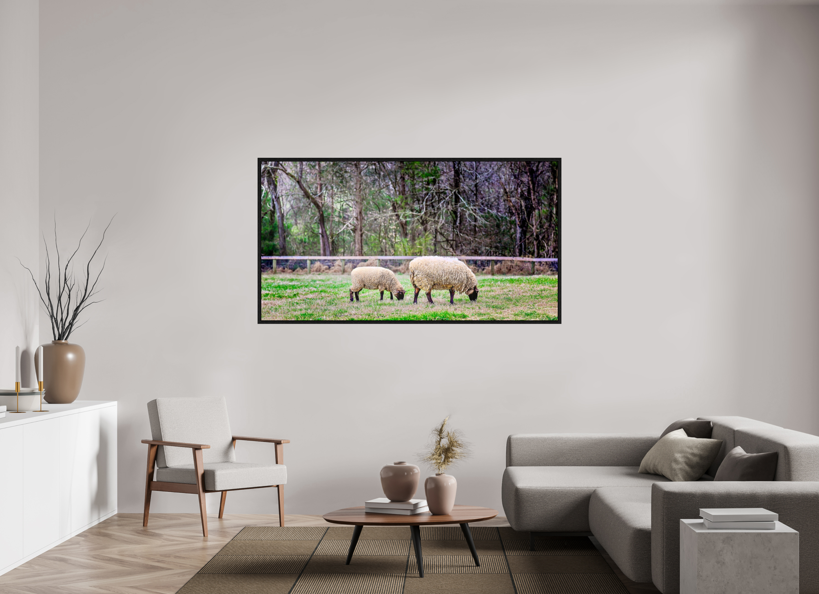 72.8 x 39″, Floater Frame Tranquil Pastures