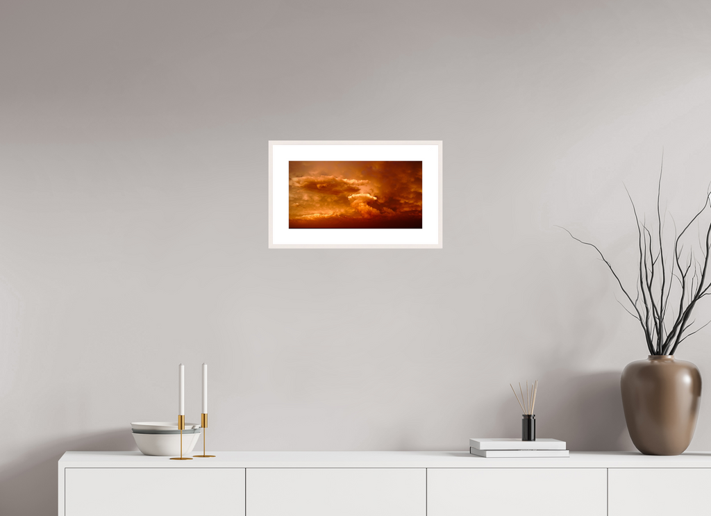 16.5 x 8.5″, Changeable Magnetic Frame Crimson Horizon fine art storm photograph