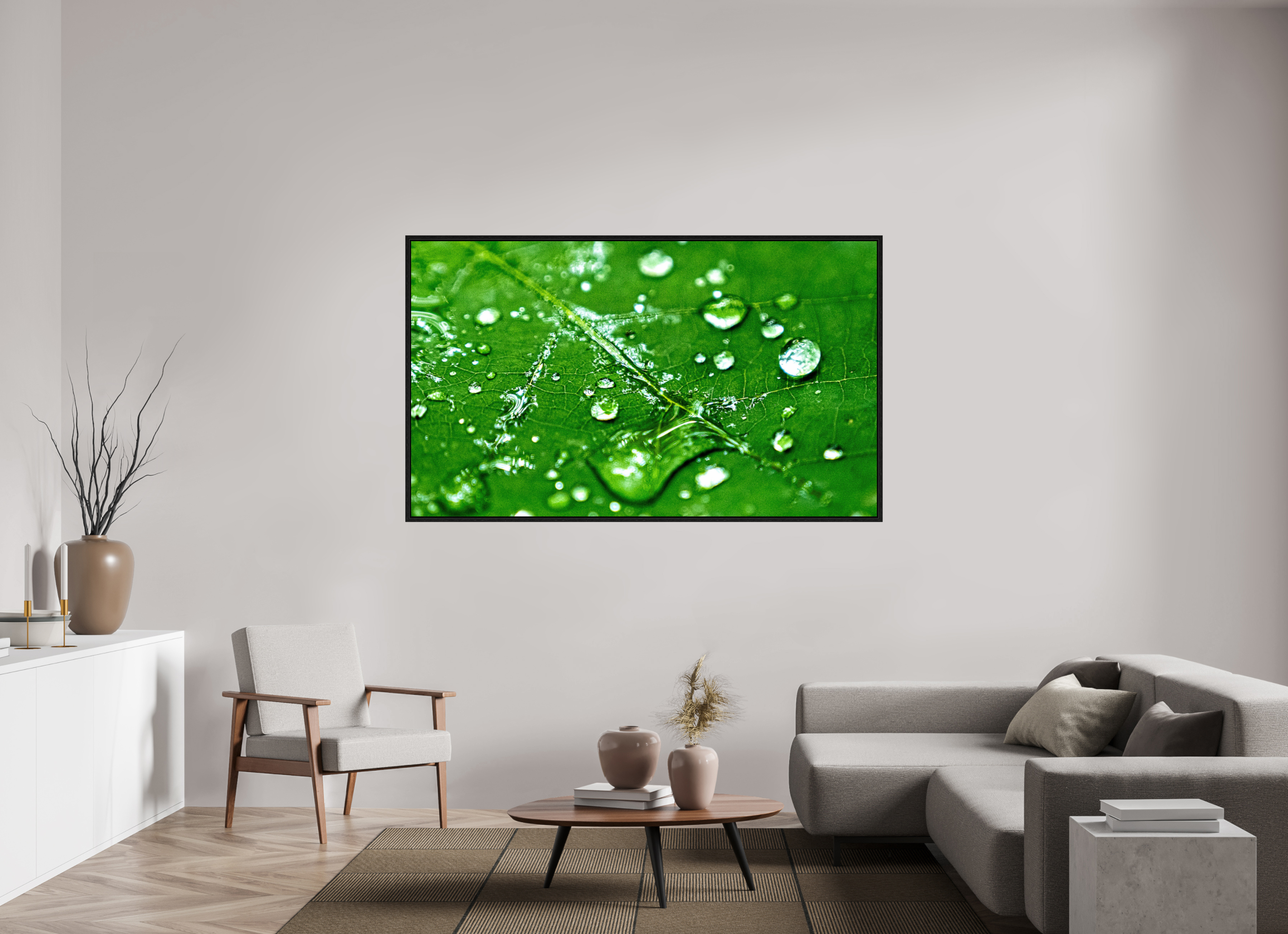 72.7 x 43″, Floater Frame Emerald Morning Dew