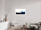 36.5 x 19″, Changeable Magnetic Frame White Egret Flying Over Coastal Beach House