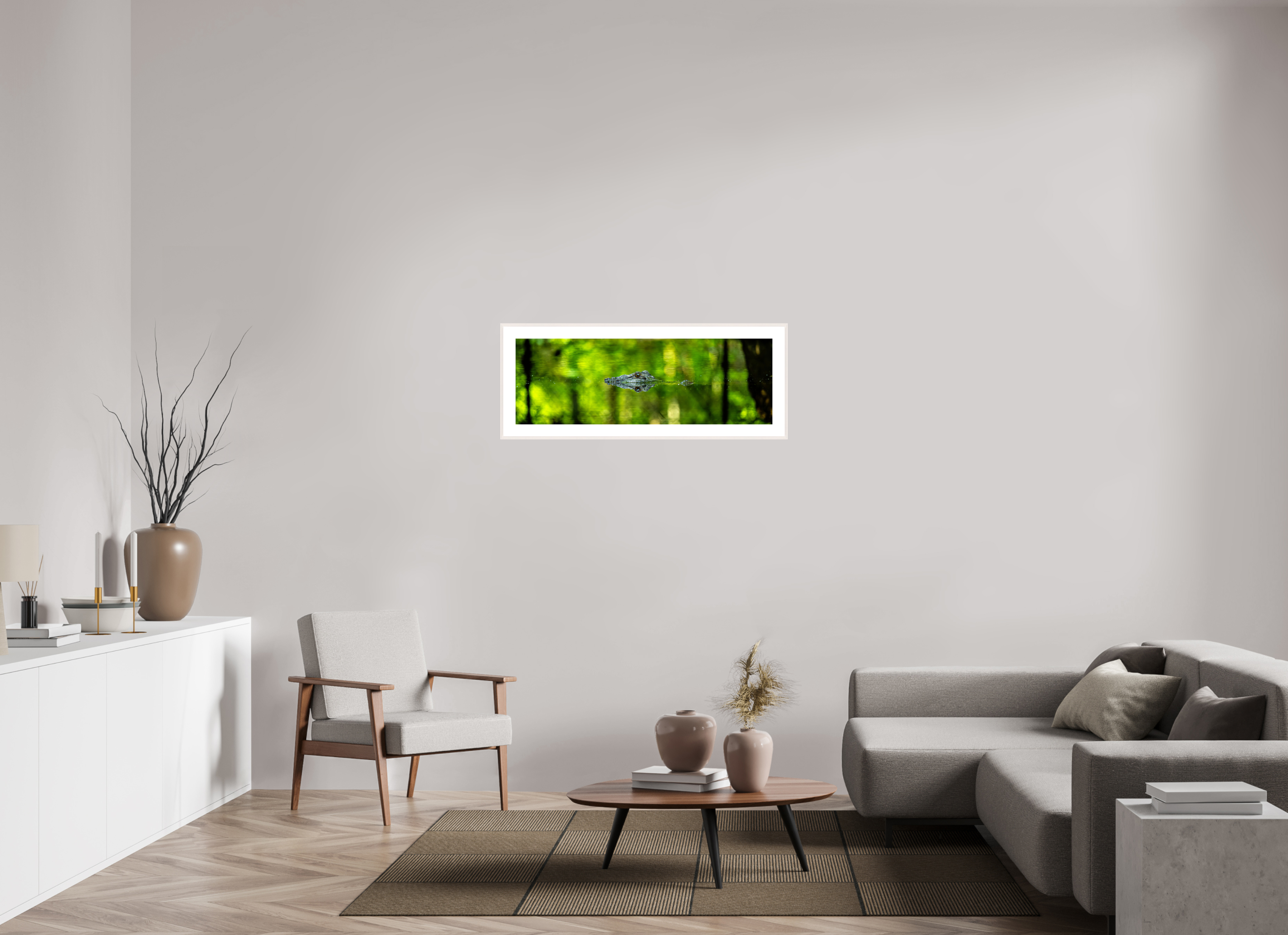 41.5 x 14″, Changeable Magnetic Frame Lurking Reflections