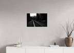 parallel paths monochrome railroad wall art photography