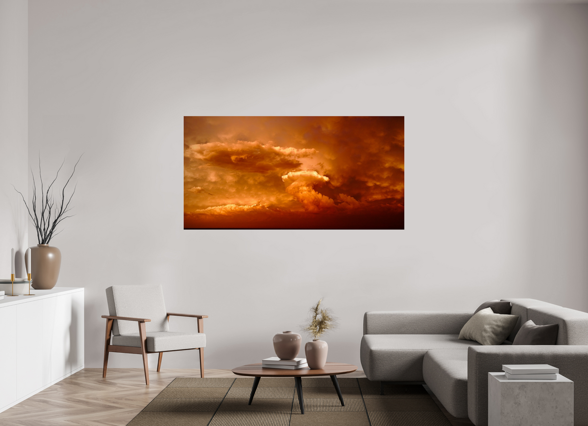 75.7 x 39″, Photo Print Under Acrylic Glass Crimson Horizon fine art storm photograph