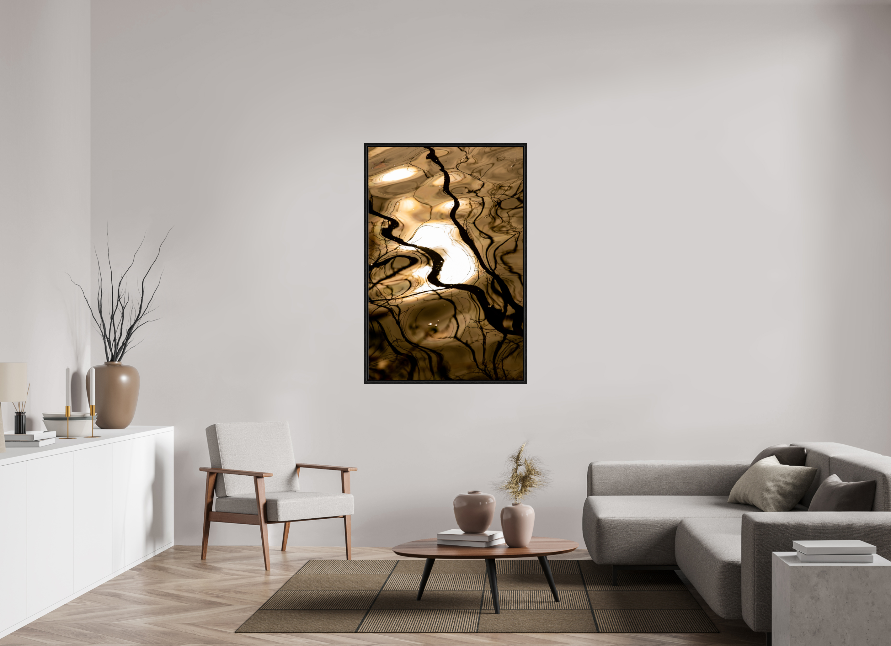 36 x 54″, Floater Frame Liquid Gold
