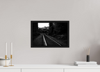 parallel paths monochrome railroad wall art photography