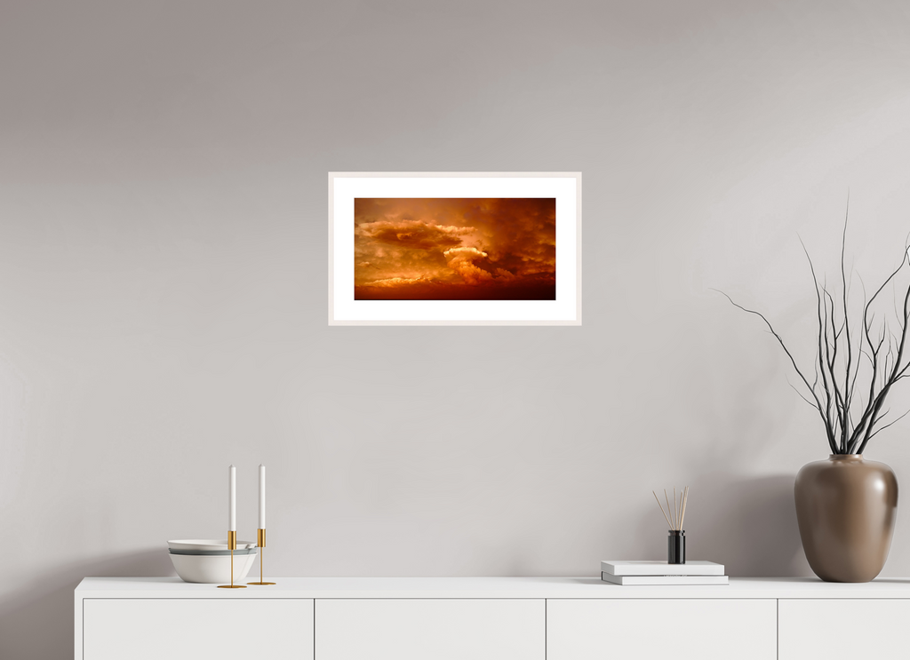 19.4 x 10″, Changeable Magnetic Frame Crimson Horizon fine art storm photograph