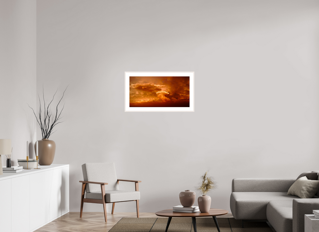 31.1 x 16″, Changeable Magnetic Frame Crimson Horizon fine art storm photograph